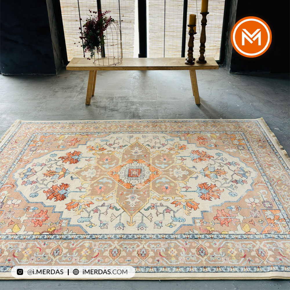 فرش کهنه نما کد 23490 زمینه تمام رنگ